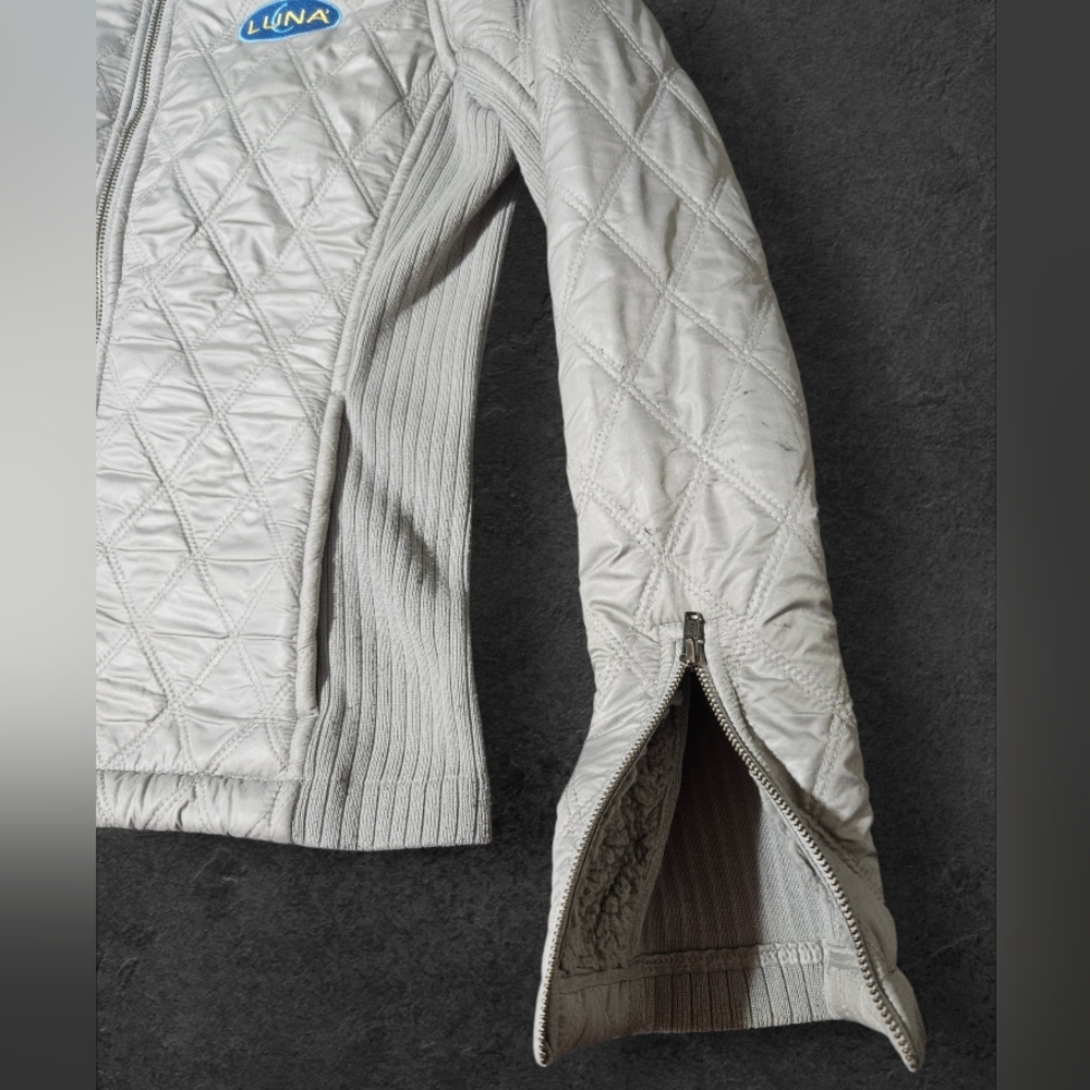 Prana Sherpa Lined Quilted Puffer Diva Zip Mock Jacket Ribbed Side Size S "LUNA" - Picture 4 of 16